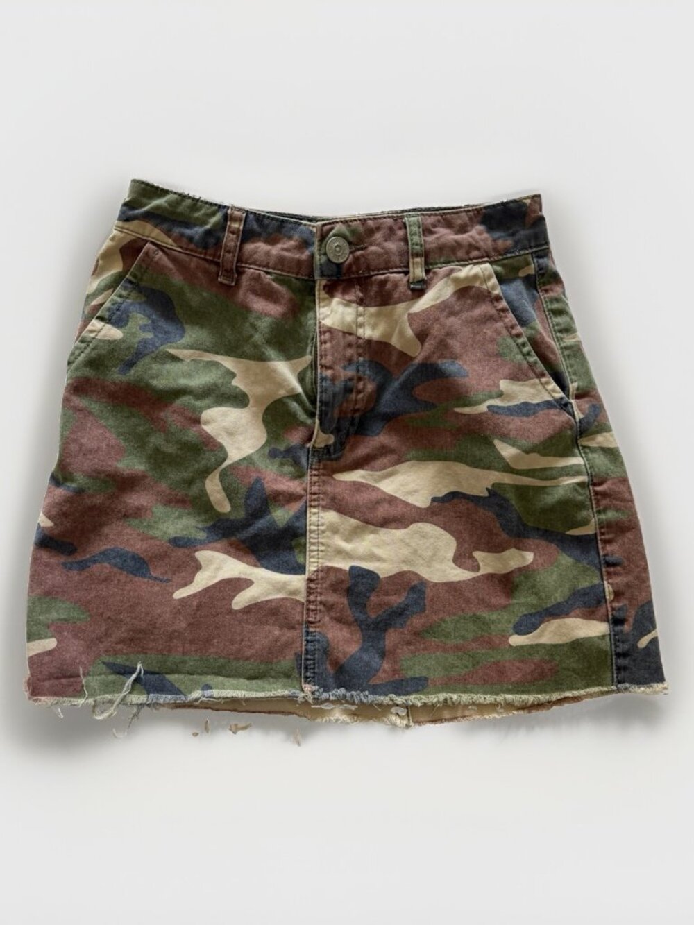 BDG Women Green Camo Denim Mini Skirt Size S